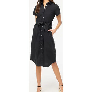 J Crew Trendy Short Sleeve Belted Button Up Midi Shirt Dress US Women's 0P New